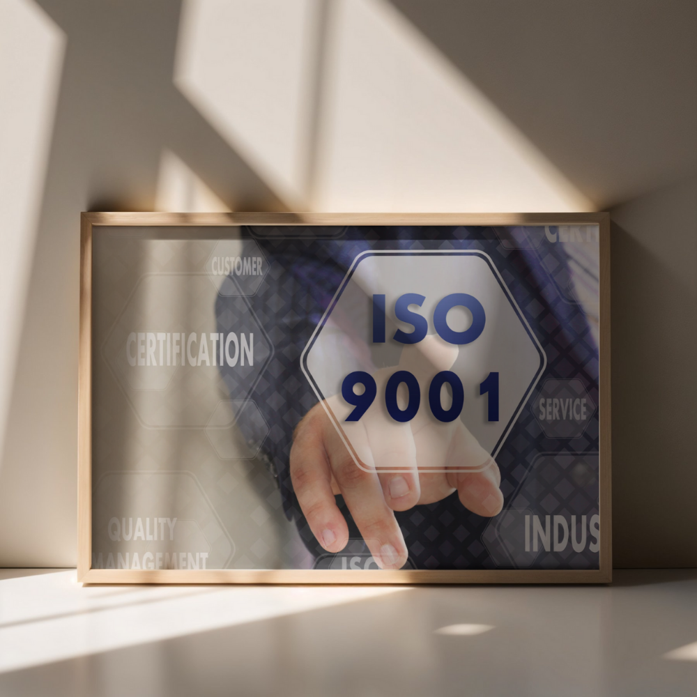 ertyfikat jakości w ramie.